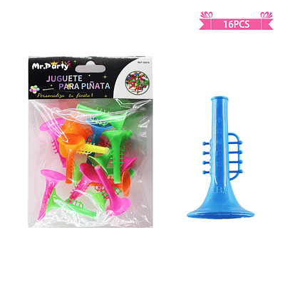 Juguetes para piñata trompetas 16pcs