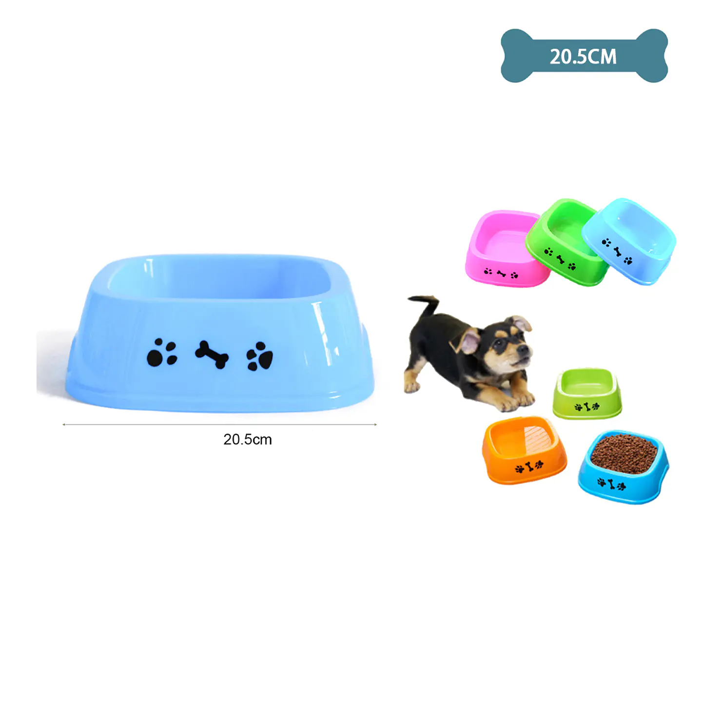 Plato cuadrado para mascotas Color Aleatorio 20.5*20.5cm 1