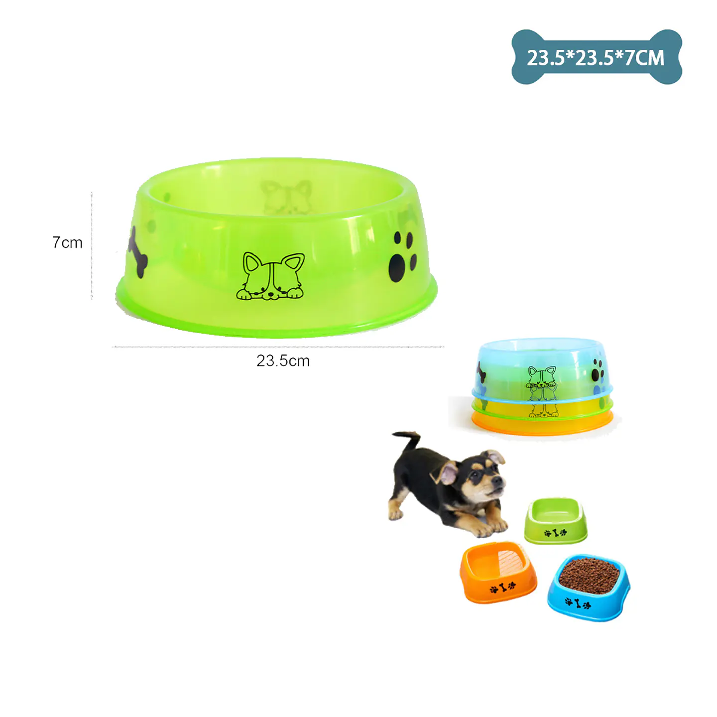 Plato extra grande para mascotas Color Aleatorio 23.5*23.5*7cm 1