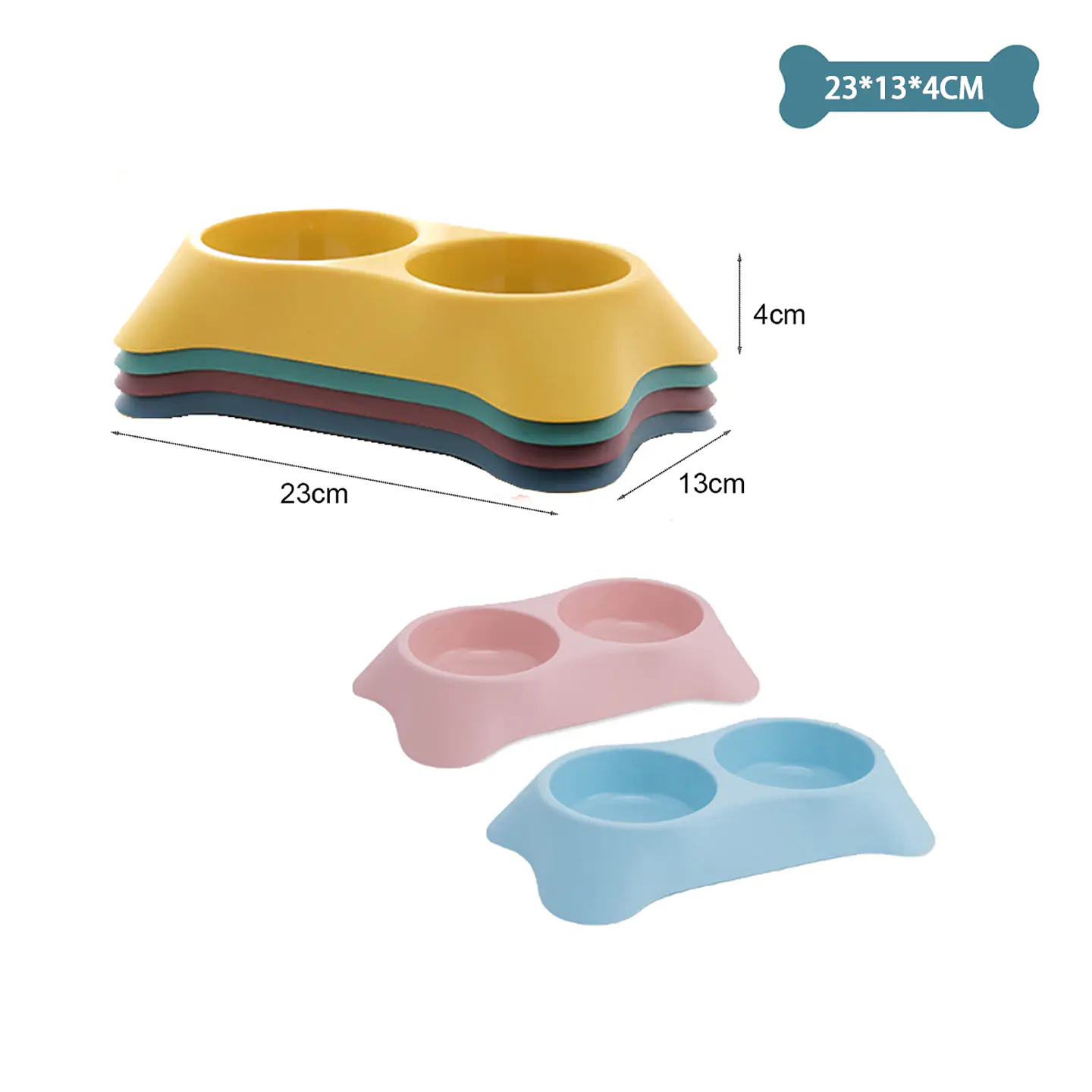 Plato doble pequeño de plástico Color Aleatorio 23*13*4cm 1