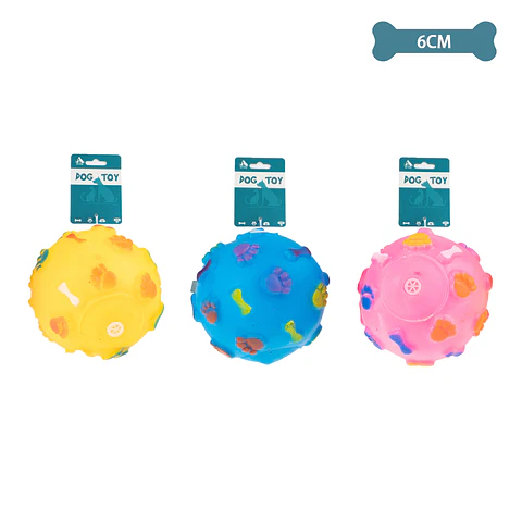 Pelota en forma de hueso con huellas de patas 6*6cm color aleatorio