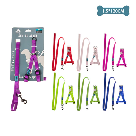 Set de arnés y correa de nylon 1.5*120cm Color Aleatorio