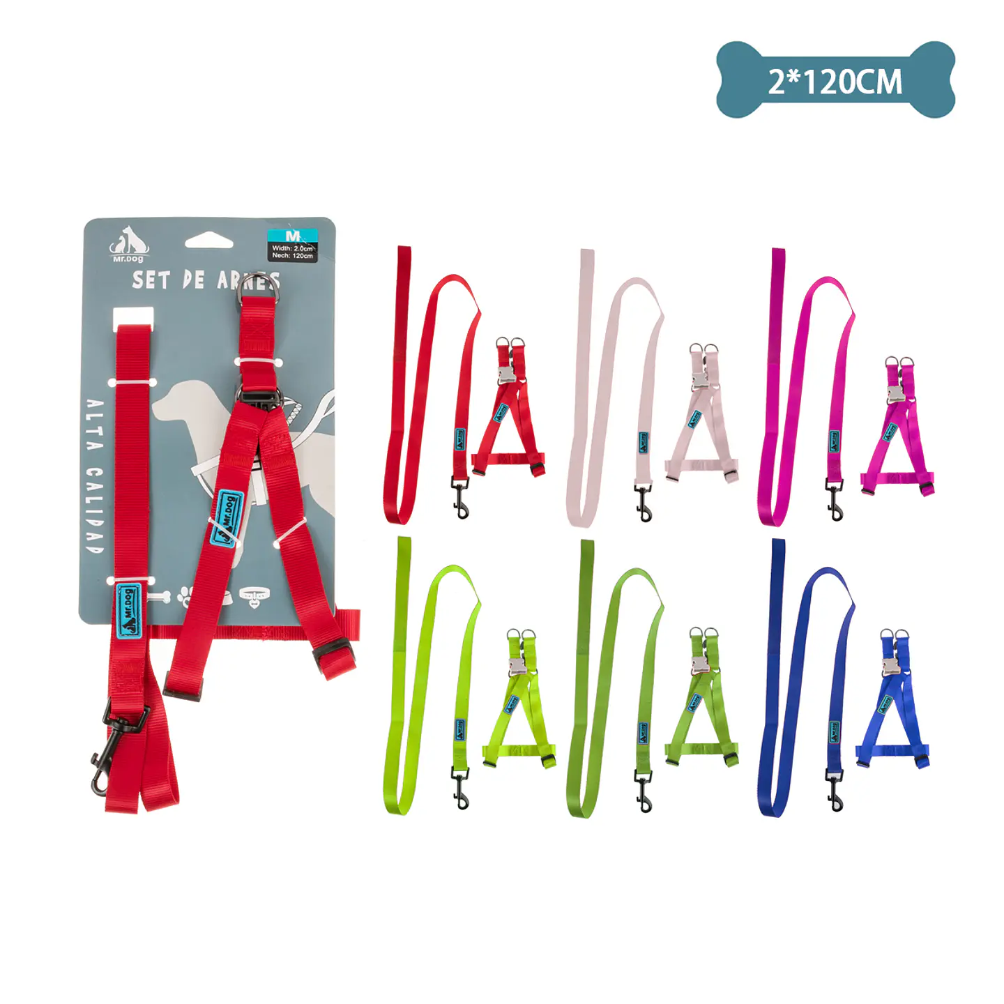 Set de arnés y correa de nylon 2.0*120cm Color Aleatorio 1