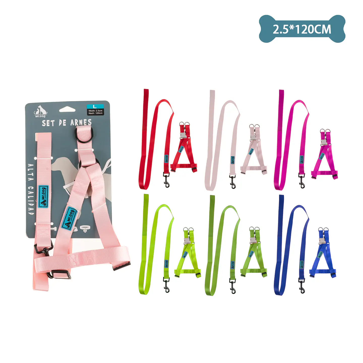 Set de arnés y correa de nylon 2.5*120cm Color Aleatorio 1