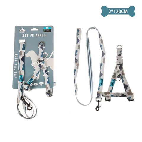 Set de arnés y correa de nylon con diseño de nubes 2.0*120cm 