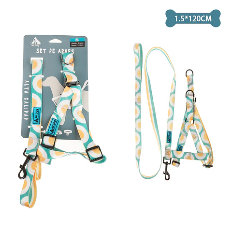 Set de arnés y correa de nylon 1.5*120cm