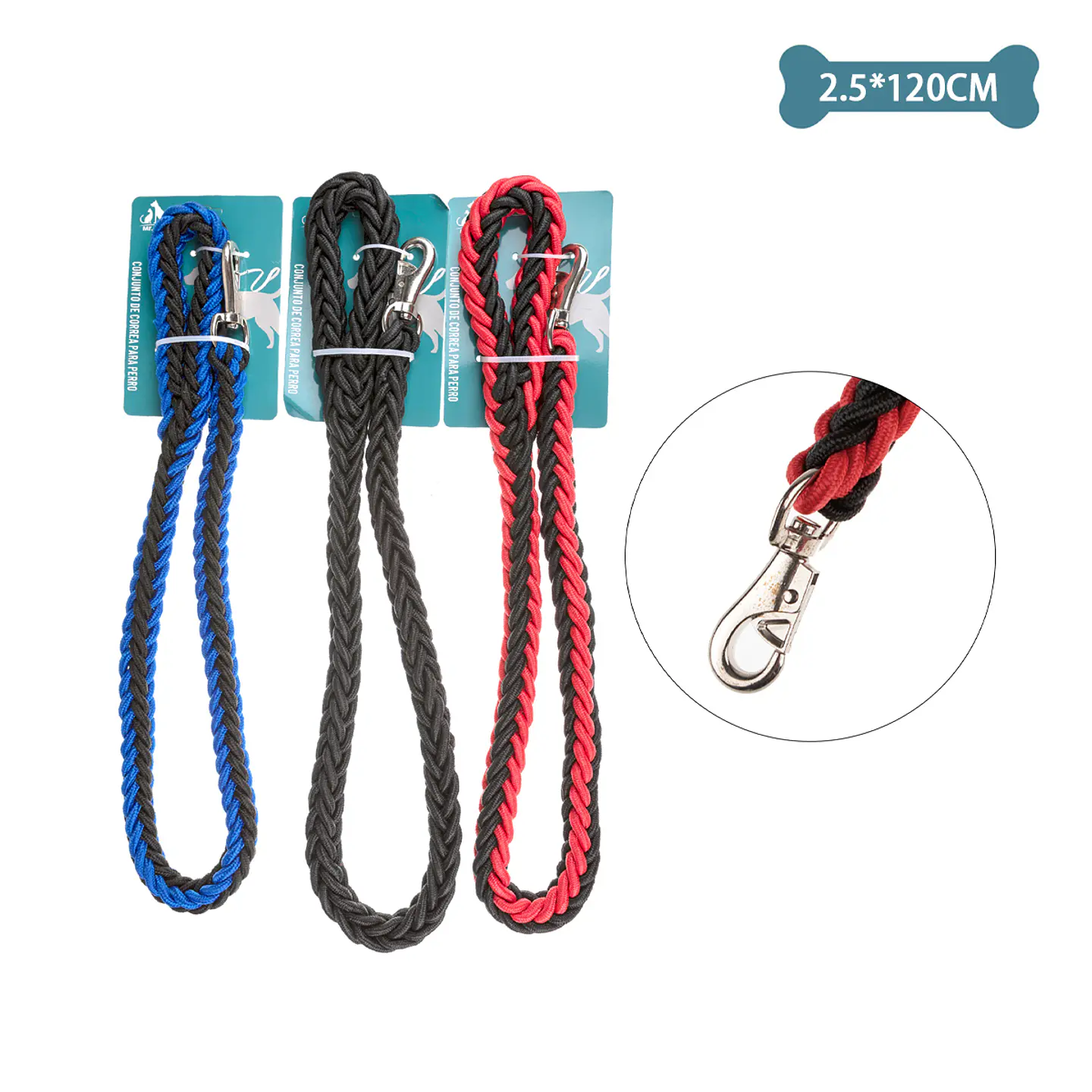Correa trenzada con gancho de aleación de zinc resistente 2.5cm*1.2m Color Aleatorio 1