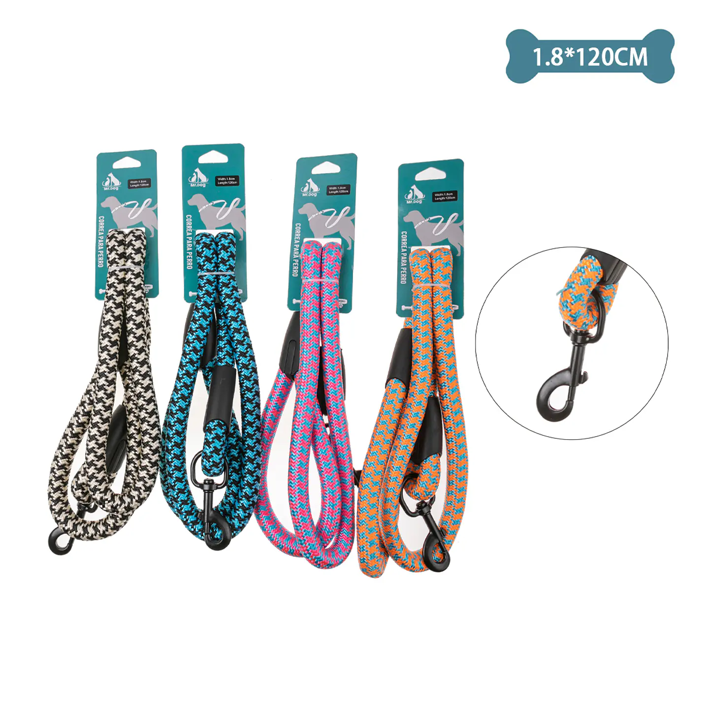 Correa redonda de nylon para mascota 1.8cm*1.2m Color Aleatorio 1