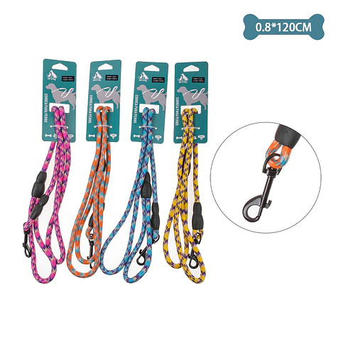 Correa redonda multicolor para mascota 0.8cm*1.2m Color Aleatorio