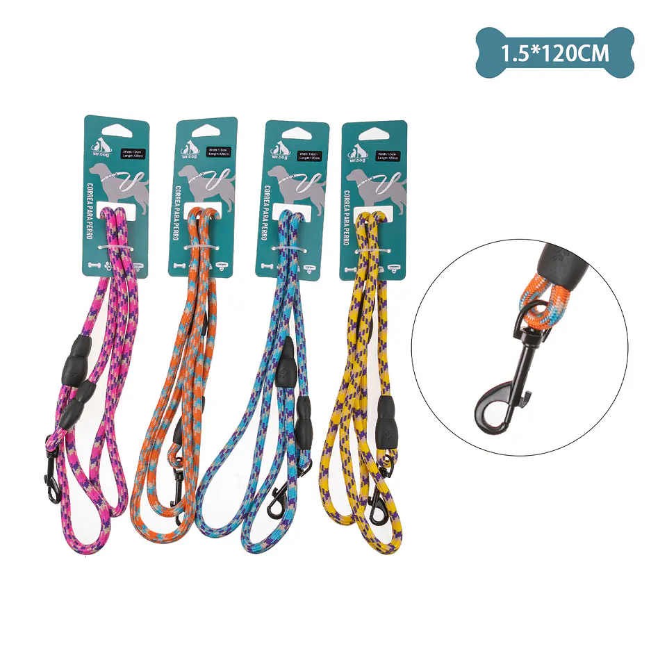 Correa redonda multicolor para mascota 1.5cm*1.2m Color Aleatorio 1