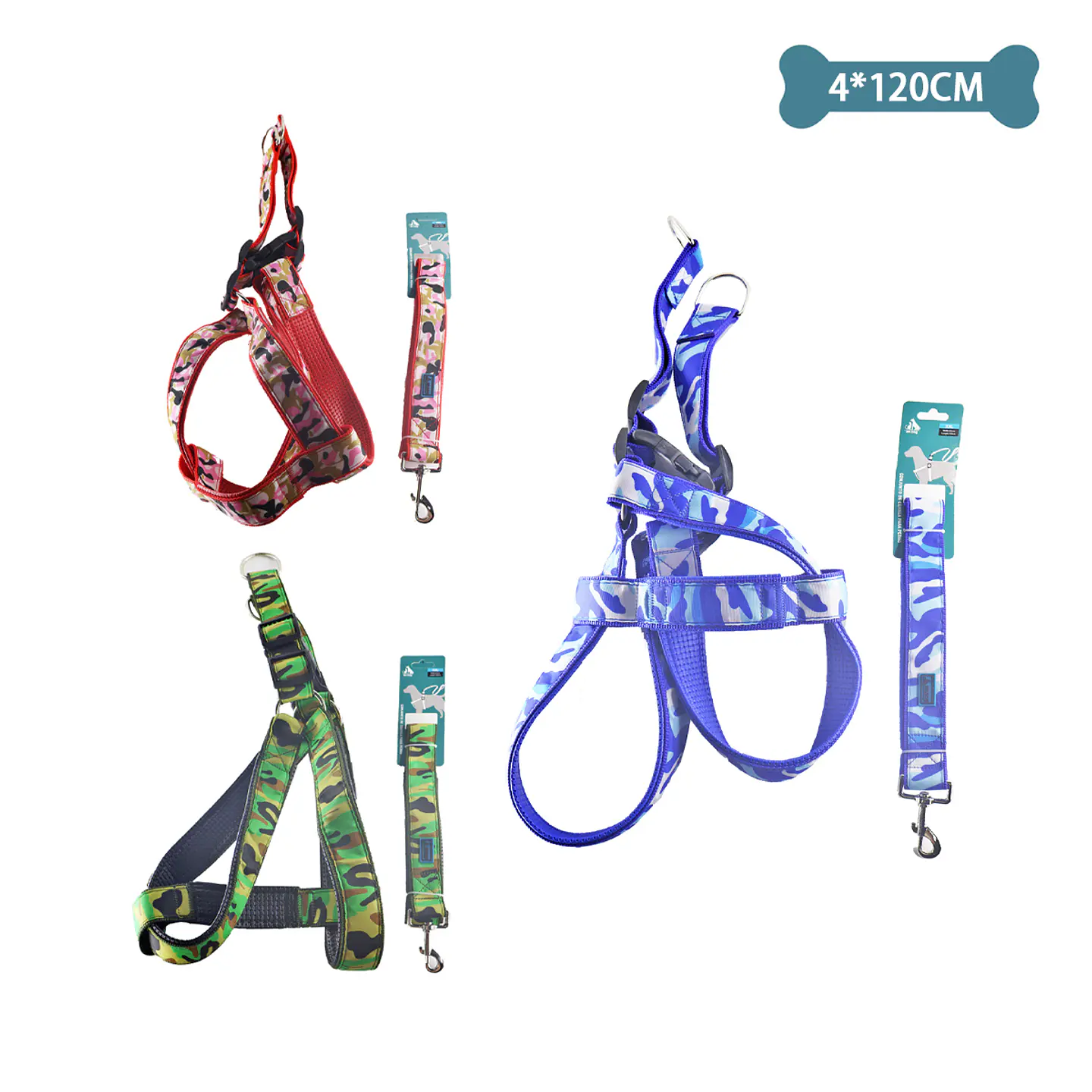 Set de arnés y correa camuflaje 4.0cm*120cm Color Aleatorio 1
