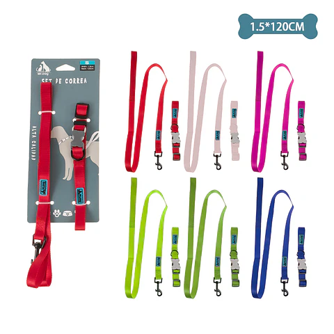 Set de arnés y correa de nylon 1.5cm*120cm Color Aleatorio