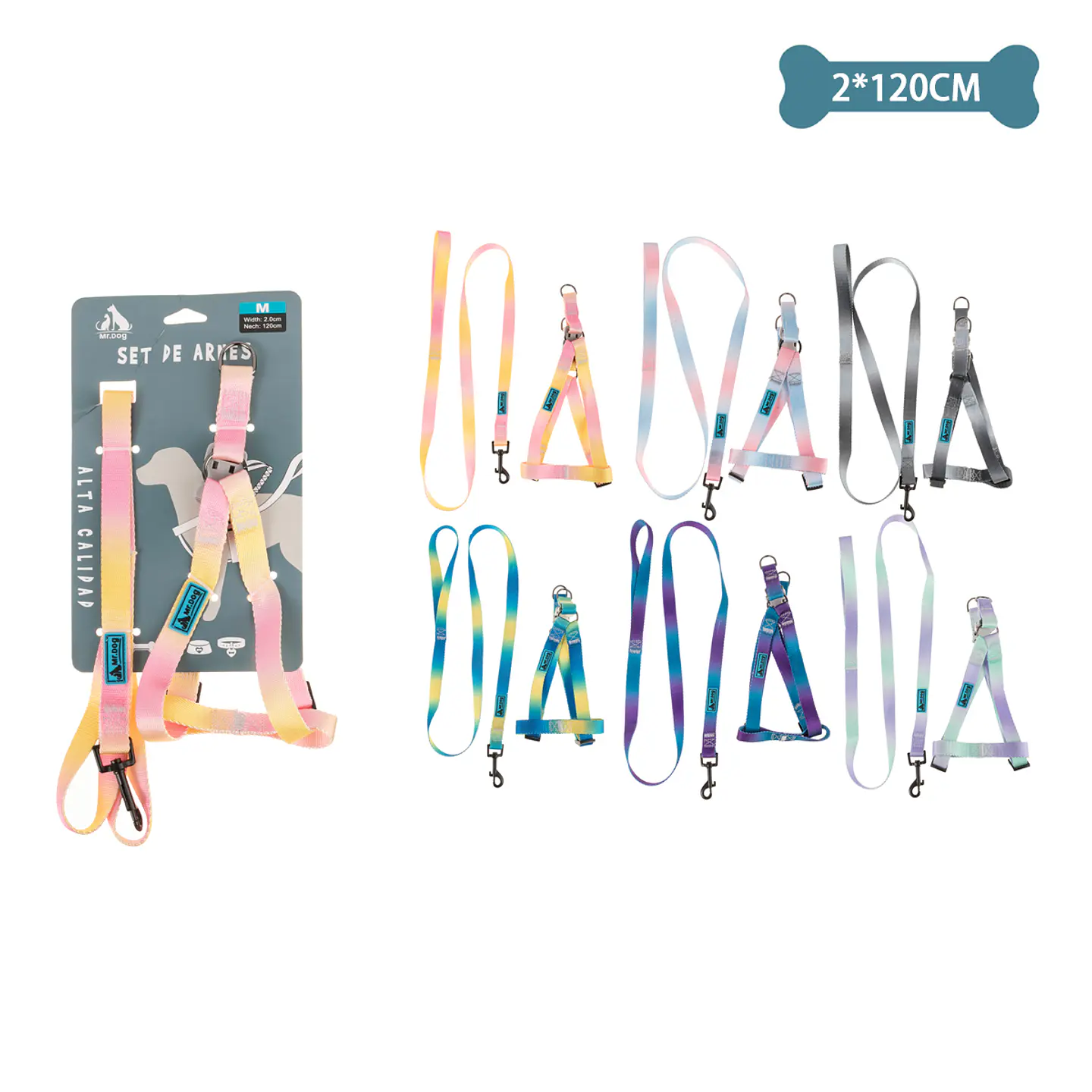 Set de arnés y correa de nylon 2.0cm*120cm Color Aleatorio 1