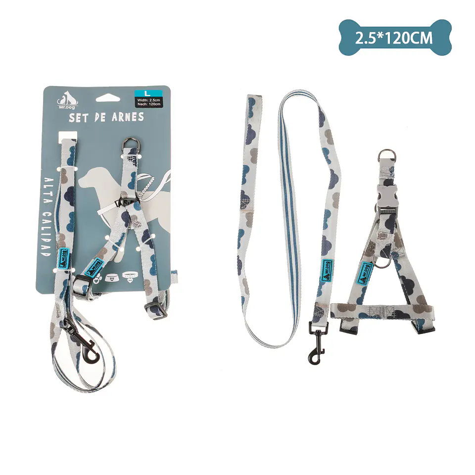Set de arnés y correa de nylon con diseño de nubes 2.5cm*120cm 1