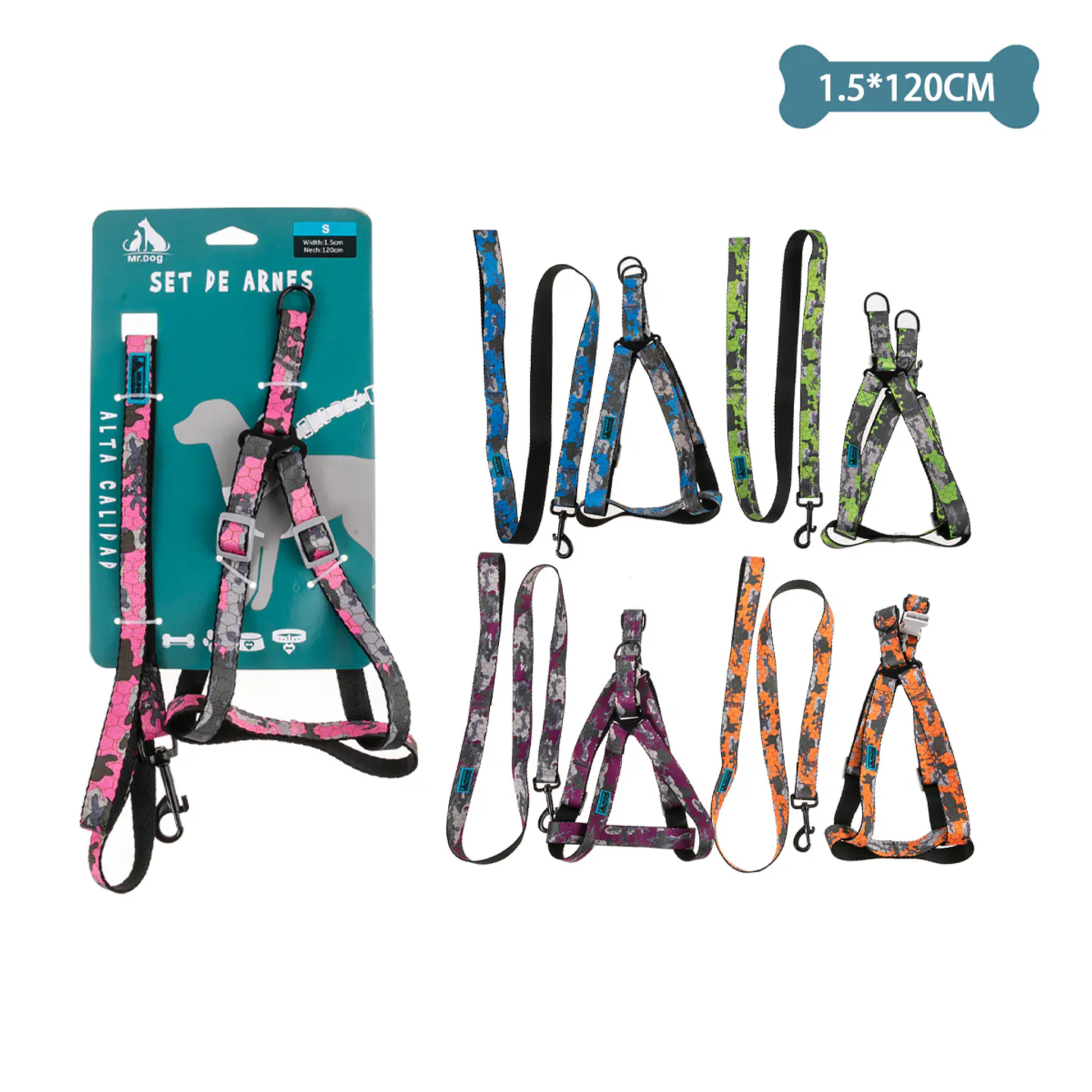Set de arnés y correa camuflaje 1.5cm*120cm Color Aleatorio 1