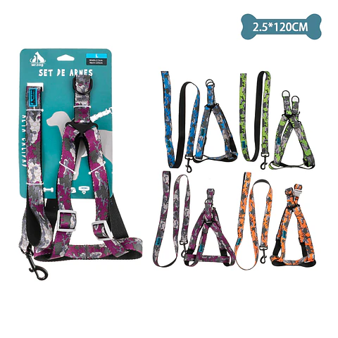 Set de arnés y correa camuflaje 2.5cm*120cm Color Aleatorio