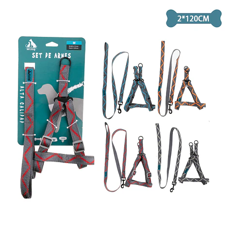 Set de arnés y correa con diseño de onda 2.0cm*120cm Color Aleatorio