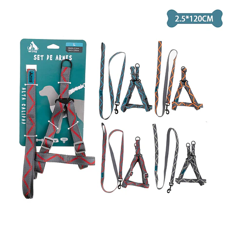 Set de arnés y correa con diseño de onda 2.5cm*120cm Color Aleatorio