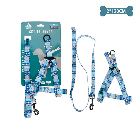 Set de arnés y correa azul 2.0cm*120cm