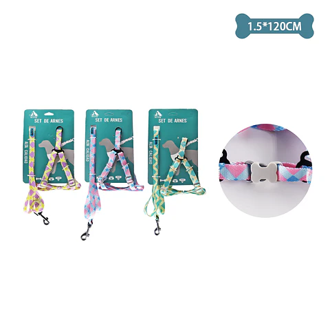 Set de arnés y correa 1.5cm*120cm Color Aleatorio