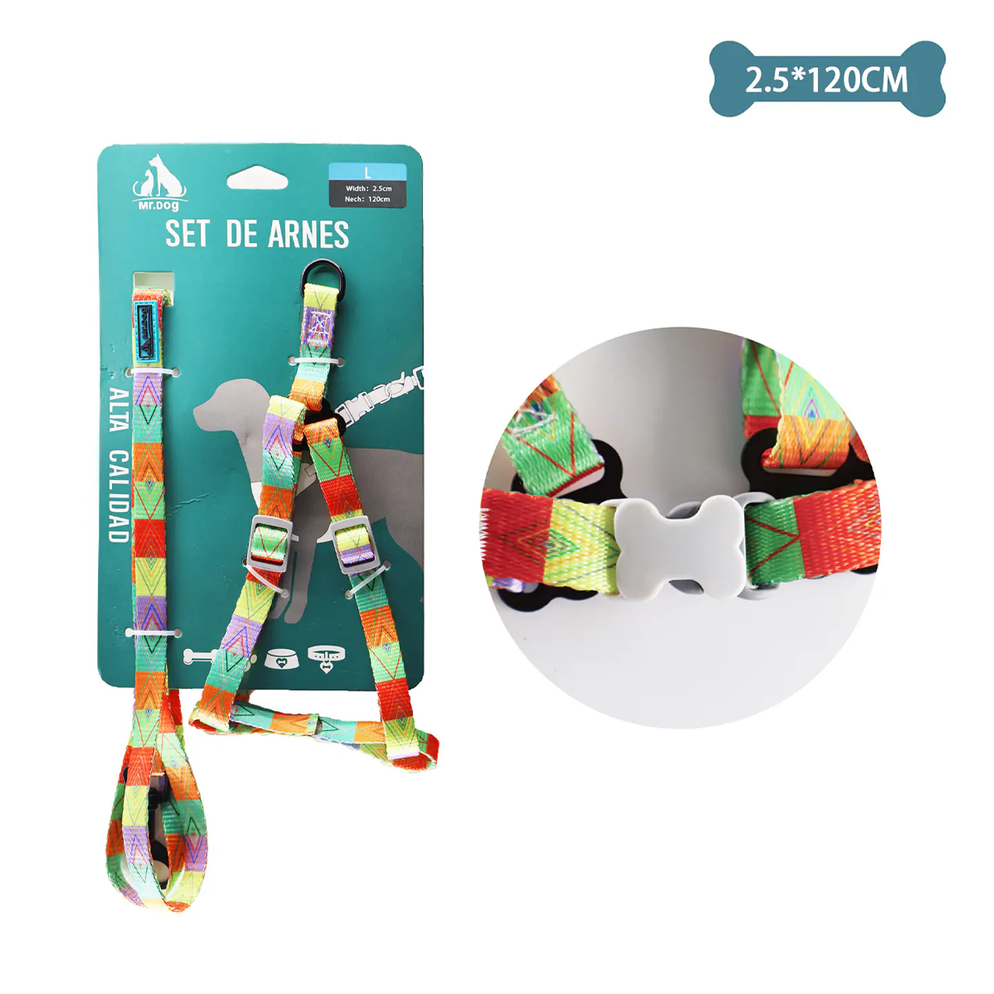 Set de arnés y correa multicolor 2.5cm*120cm 1