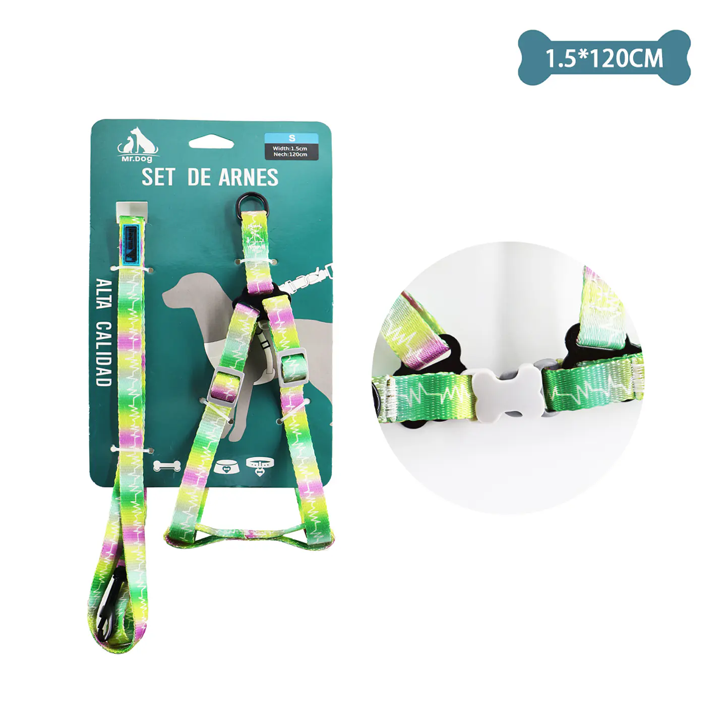 Set de arnés y correa multicolor 1.5cm*120cm 1