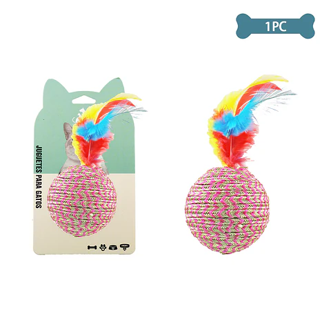 Juguete para gato pelota con pluma