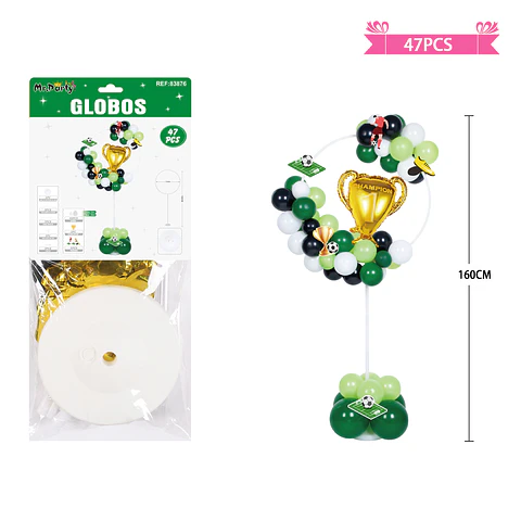 Arco de globos con base fútbol 160cm 47pcs