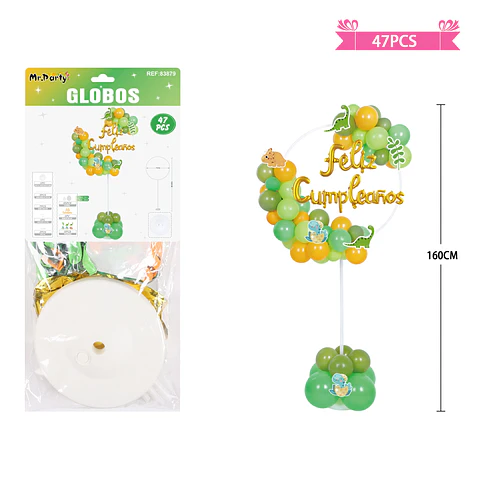Arco de globos con base dinosaurio 160cm 47pcs