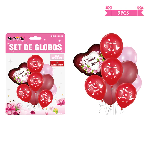 Set de globos mamá te amo 9pcs