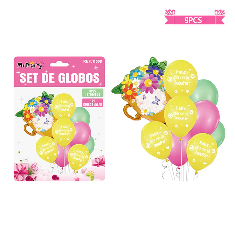 Set de globos feliz día de la madre 9pcs