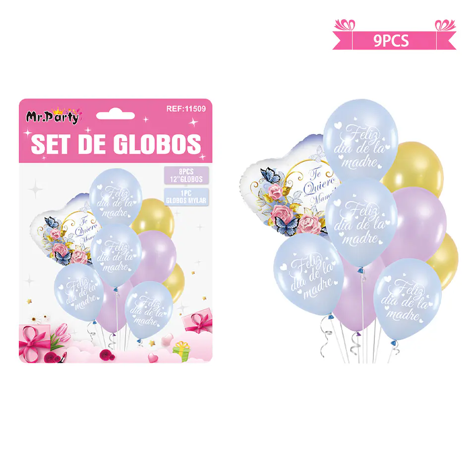Set de globos feliz día de la madre 9pcs 1