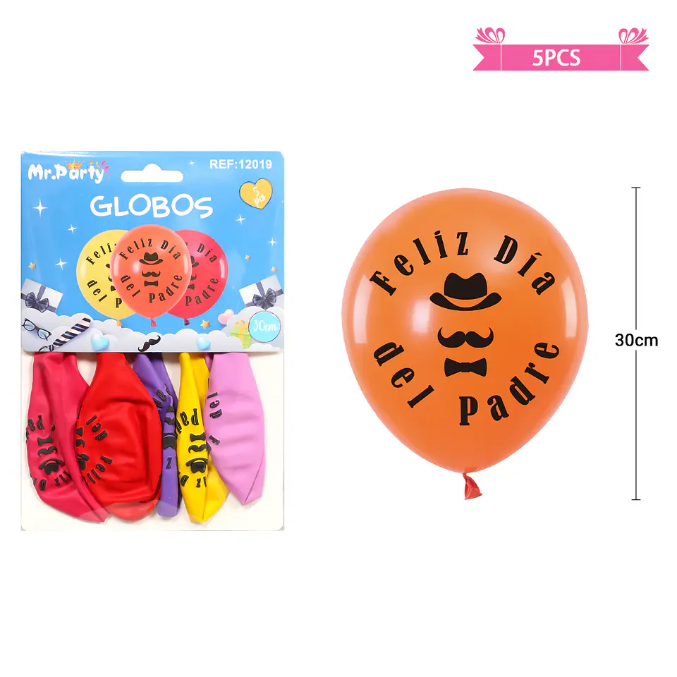 Set de globos feliz día del padre 30cm 5pcs 1