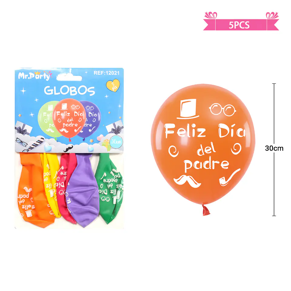 Set de globos feliz día del padre 30cm 5pcs 1