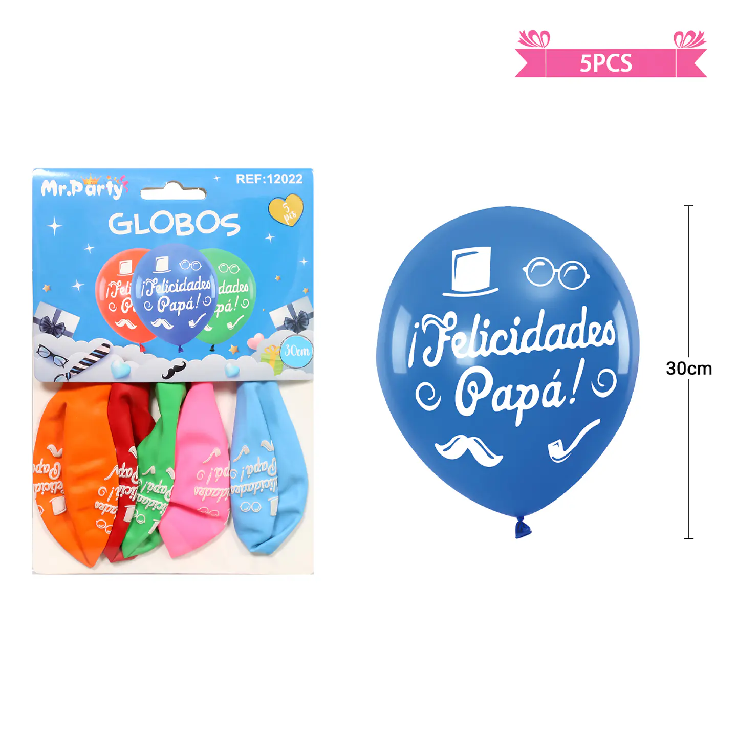 Set de globos felicidades papá 30cm 5pcs 1