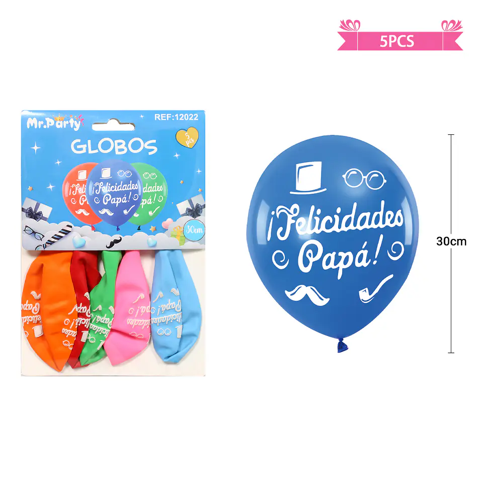 Set de globos felicidades papá 30cm 5pcs 1