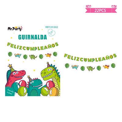 Guirnaldas de dinosaurios 5m 22pcs