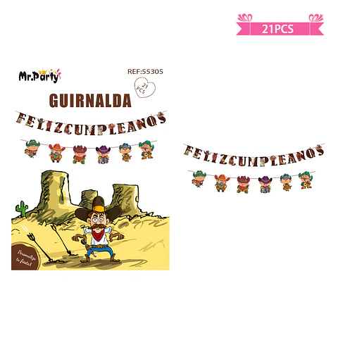 Guirnaldas de vaqueros del oeste 5m 21pcs