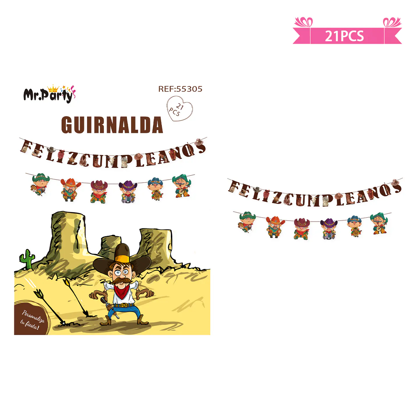 Guirnaldas de vaqueros del oeste 5m 21pcs 1