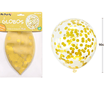 Globos de látex con confetti de redondo dorado 90cm