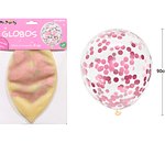Globos de látex con confetti de redondo rosa 90cm