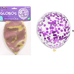 Globos de látex con confetti de redondo morado 90cm
