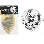Globos de látex con confetti de redondo negro 90cm