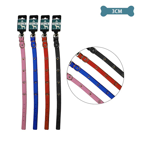 Collar PU con tachuelas de huella Color Aleatorio 3.0cm 12pcs