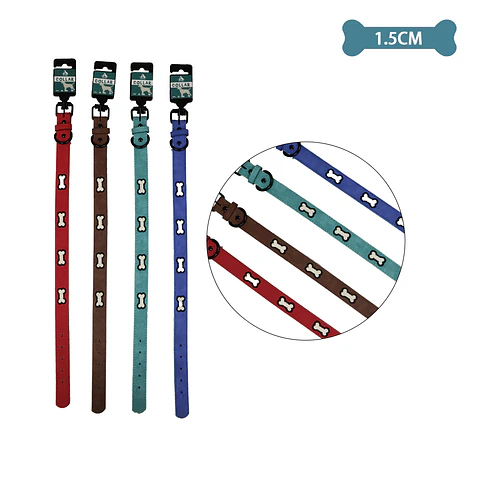 Collar PU con diseño hueso bordado Color Aleatorio 1.5cm 12pcs