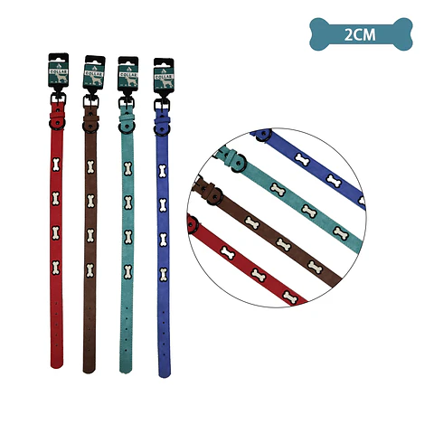 Collar PU con diseño hueso bordado Color Aleatorio 2.0cm 12pcs