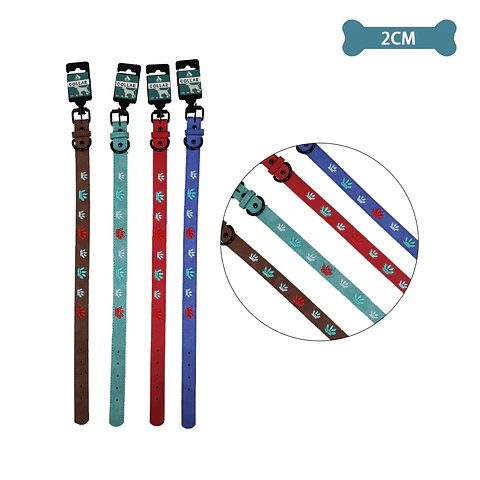 Collar PU con diseño huella bordado Color Aleatorio 2.0cm 12pcs