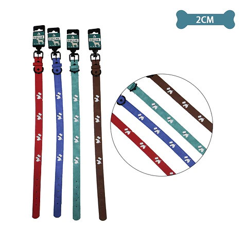 Collar PU con diseño perro bordado Color Aleatorio 2.0cm 12pcs