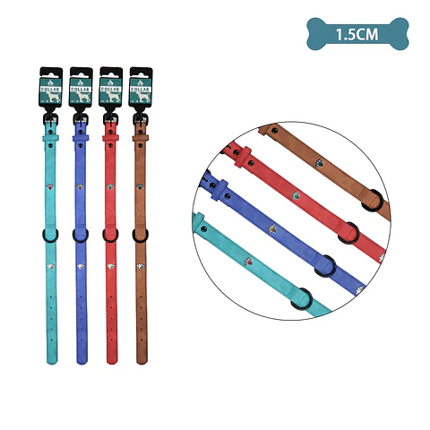 Collar PU con tachuelas de huella Color Aleatorio 1.5cm 12pcs