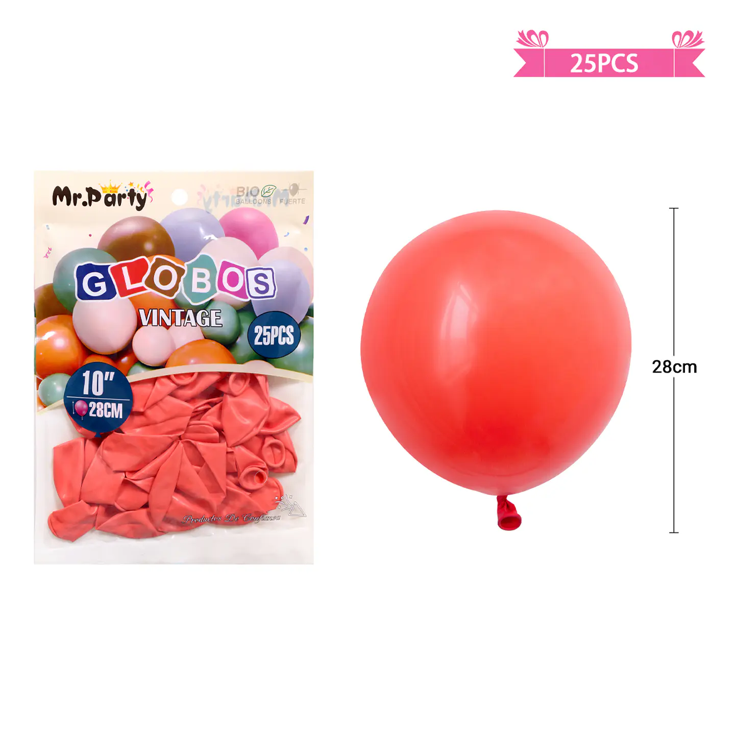Globos vintage retro de látex rojo 28cm 25pcs 1